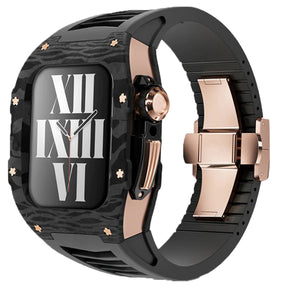 Apple Watch star screw  Case  -Carbon fibre & titanium  black strap