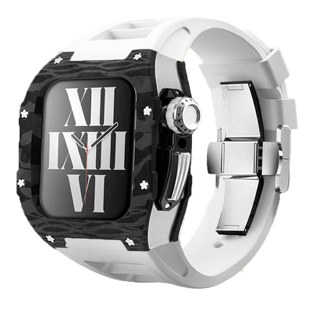 Apple Watch star screw  Case  -Carbon fibre & titanium  white