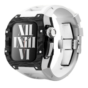 Apple Watch star screw  Case  -Carbon fibre & titanium  white