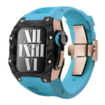 Load image into Gallery viewer, Apple Watch star screw  Case  -Carbon fibre &amp; titanium  blue strap
