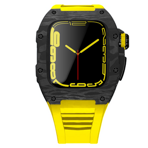 Apple Watch star screw  Case  -Carbon fibre & titanium  yellow strap