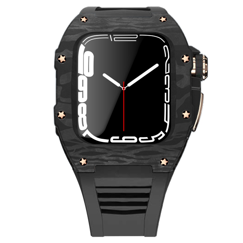 Apple Watch star screw  Case  -Carbon fibre & titanium  black strap