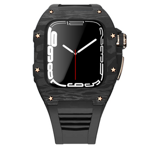 Apple Watch star screw  Case  -Carbon fibre & titanium  black strap