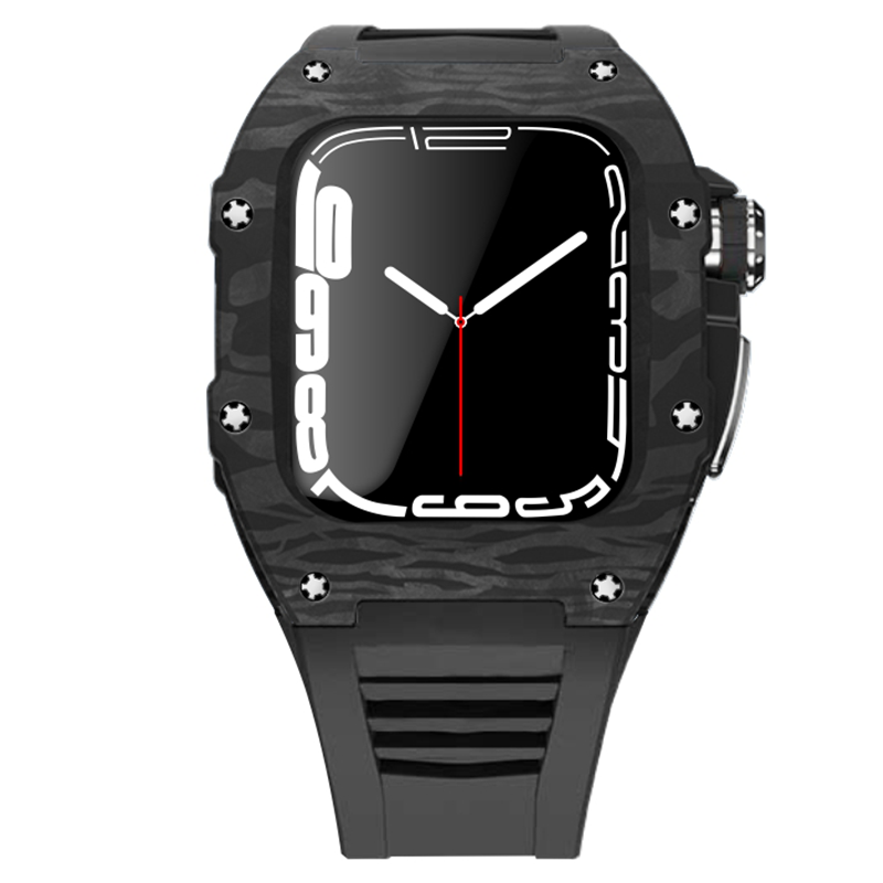 Apple Watch star screw  Case  -Carbon fibre & titanium  black strap