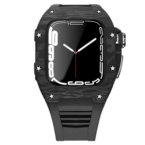 Apple Watch star screw  Case  -Carbon fibre & titanium  black strap
