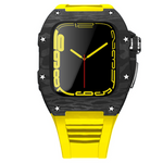 Load image into Gallery viewer, Apple Watch star screw  Case  -Carbon fibre &amp; titanium  yellow strap
