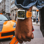 Load image into Gallery viewer, Apple Watch Case star screw Stainless steel Orange strap
