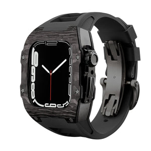 Apple Watch star screw  Case  -Carbon fibre & titanium  black strap