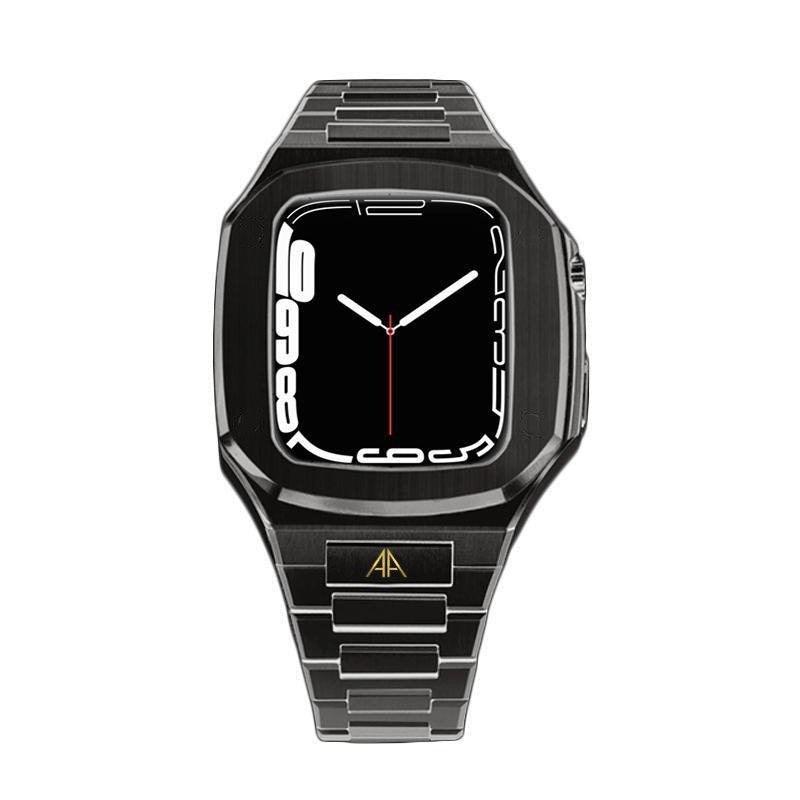 Apple Watch Case Series 7 Black Metal Bracelet - ZIVRRI.COM