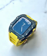 Load image into Gallery viewer, Apple Watch star screw  Case  -Carbon fibre &amp; titanium  yellow strap
